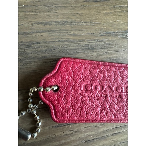 COACH Red Leather Bag Charm Keychain Key Fob Accessory - Picture 8 of 12
